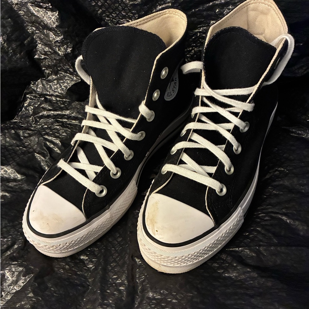 Converse Black and White High-Tops - Picture 1 of 3